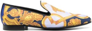 Versace baroque-print leather loafers Purple