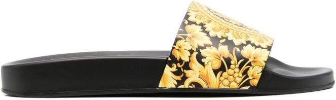 Versace Baroque-print rubber slides Black