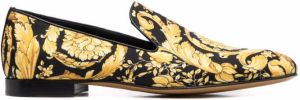 Versace baroque-print silk loafers Yellow