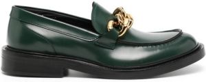 Versace chain-detail leather loafers Green