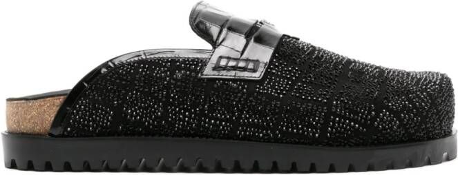 Versace crocodile-effect crystal mules Black