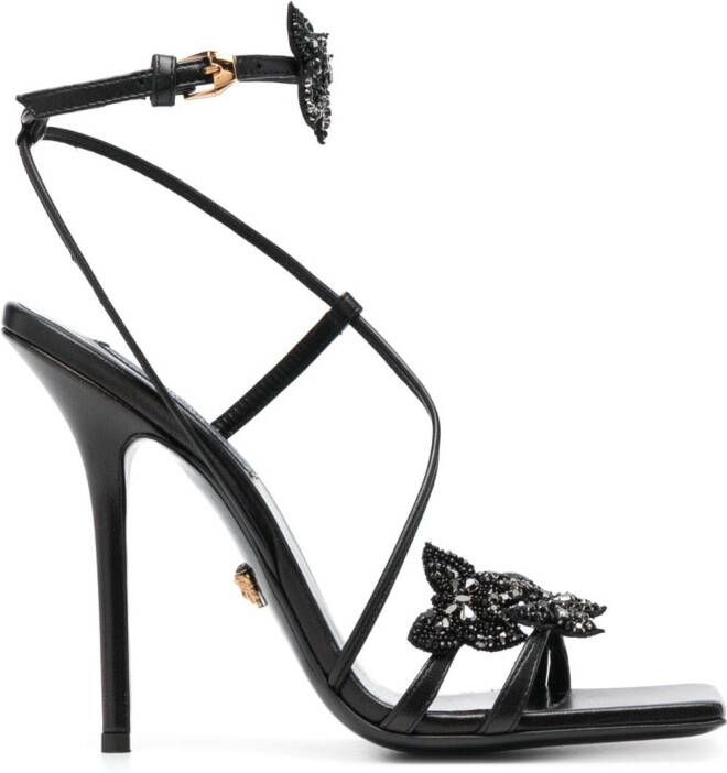 Versace x Dua Lipa Crystal Butterflies 115mm sandals Black