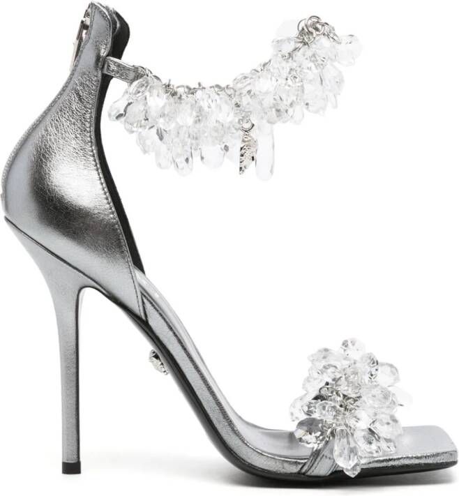 Versace 110mm crystal-embellished leather sandals Silver
