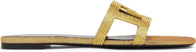 Versace crystal-embellished Greca mules Gold