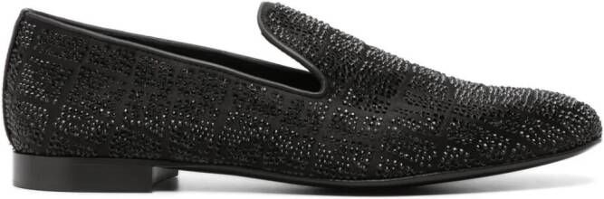 Versace crystal-embellished satin loafers Black