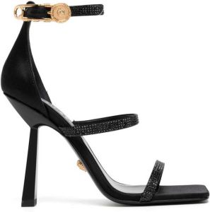 Versace Crystal Safety Pin 95mm sandals Black