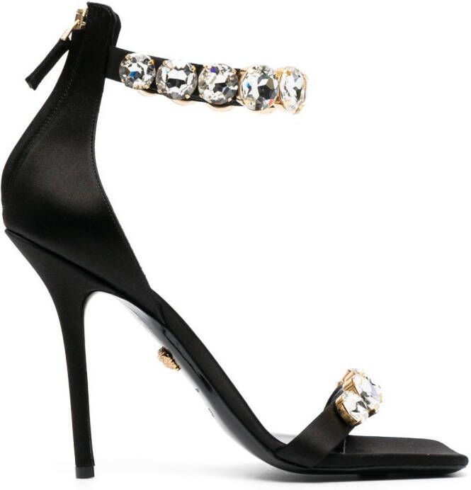 Versace 110mm crystal-embellished satin sandals Black