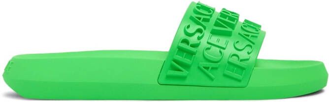 Versace embossed-logo slides Green