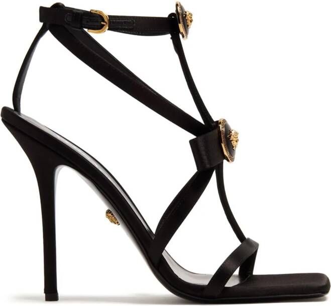Versace Gianni Ribbon 110mm satin sandals Black