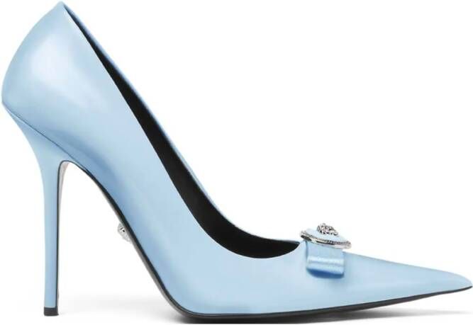 Versace Gianni Ribbon 120mm leather pumps Blue