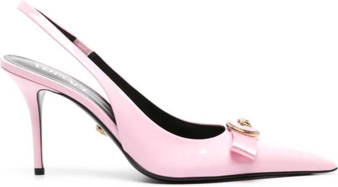 Versace Gianni Ribbon 85mm leather pumps Pink