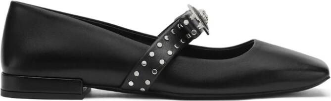 Versace Gianni Ribbon leather ballerina shoes Black