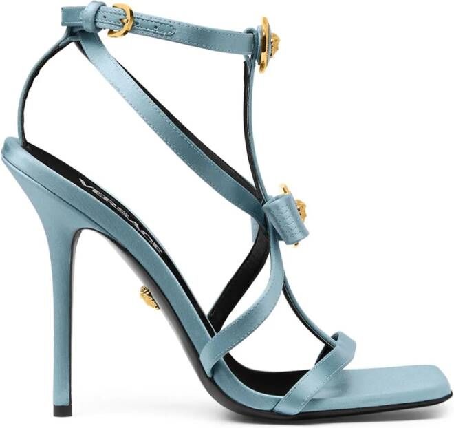 Versace Gianni ribbon satin caged sandals Blue