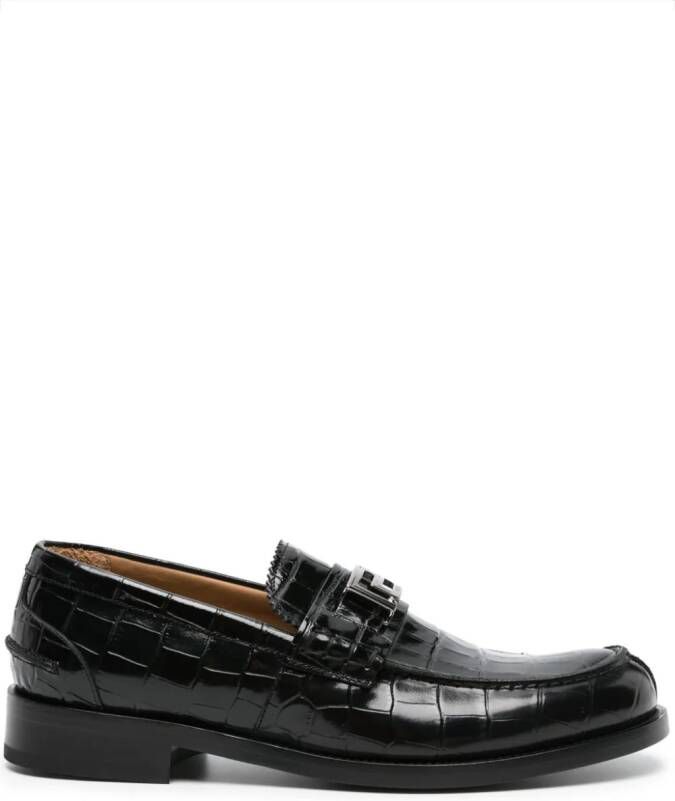 Versace Greca crocodile-effect loafers Black