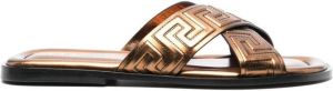 Versace Greca-embossed crossover-strap sandals Gold