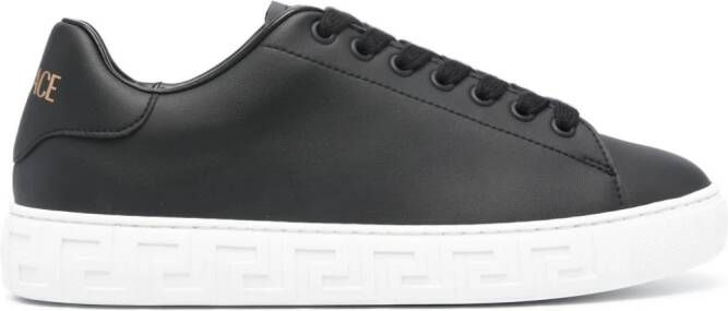 Versace Greca-embossed leather sneakers Black