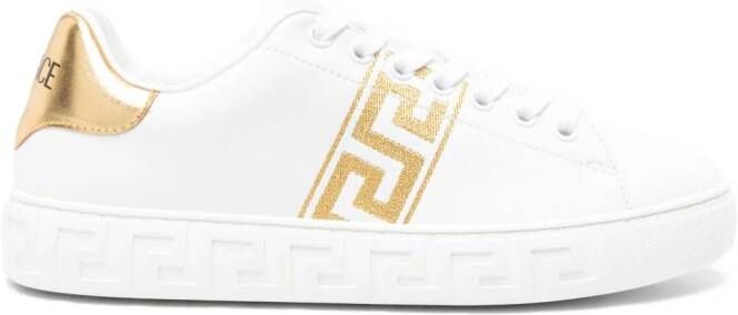 Versace Greca-embroidered leather sneakers White