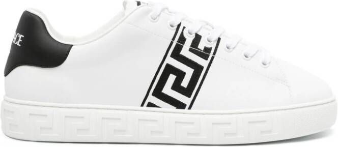 Versace Greca-embroidered leather sneakers White