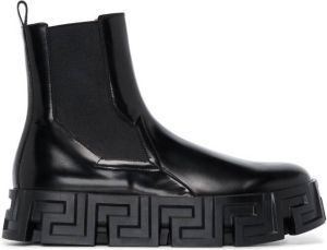 Versace Greca Labyrinth leather Chelsea boots Black