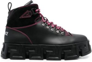 Versace Greca leather chunky boots Black