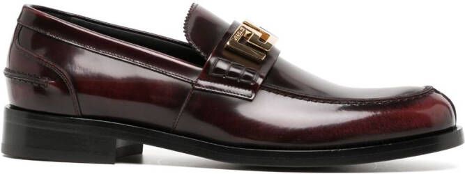 Versace Greca leather loafers Red