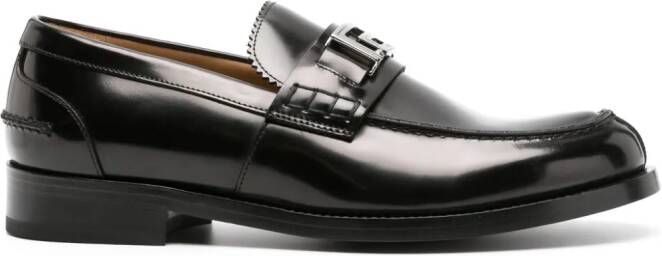 Versace Greca patent leather loafers Black