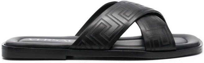 Versace Greca-pattern open-toe slides Black