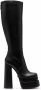 Versace high-heel leather boots Black - Thumbnail 1