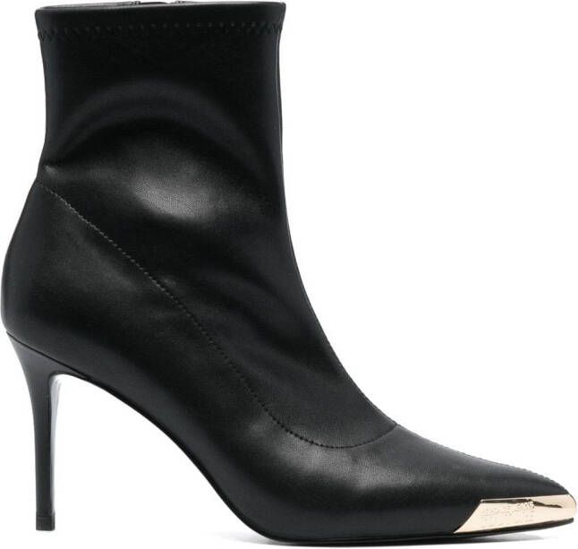 Versace Jeans Couture 100mm logo-engraved pointed-toe boots Black