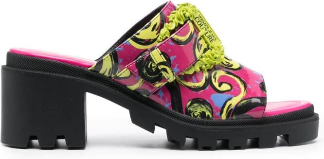 Versace Jeans Couture 70mm Barocco-print mules Pink