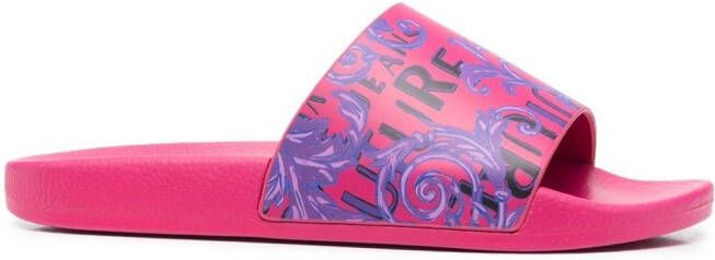 Versace Jeans Couture 'Barocco' print slides Pink