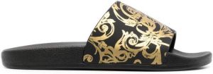 Versace Jeans Couture Baroccoflage printed 20mm slides Black