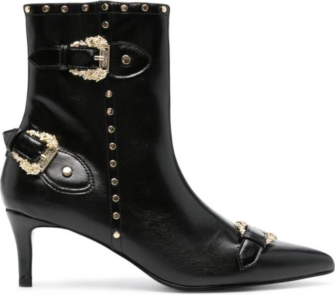 Versace Jeans Couture Baroque-buckle 80mm ankle boots Black