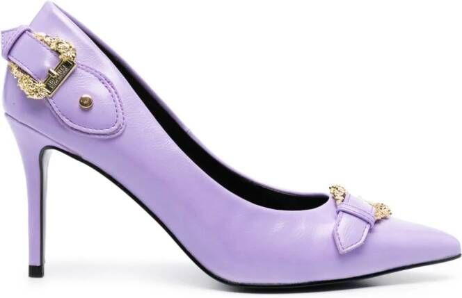 Versace Jeans Couture Baroque-buckle 90mm stiletto pumps Purple