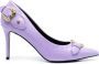 Versace Jeans Couture Baroque-buckle 90mm stiletto pumps Purple - Thumbnail 1