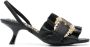 Versace Jeans Couture Baroque-buckle ruffled sandals Black - Thumbnail 1