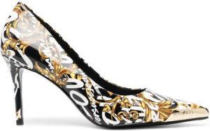 Versace Jeans Couture baroque-print 85mm pointed pumps Black