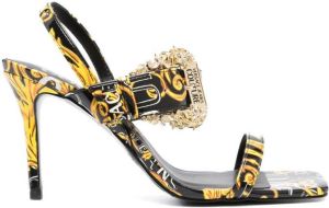 Versace Jeans Couture baroque-print 90mm square-toe sandals Black