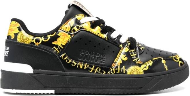 Versace Jeans Couture Chain Couture-print leather sneakers Black