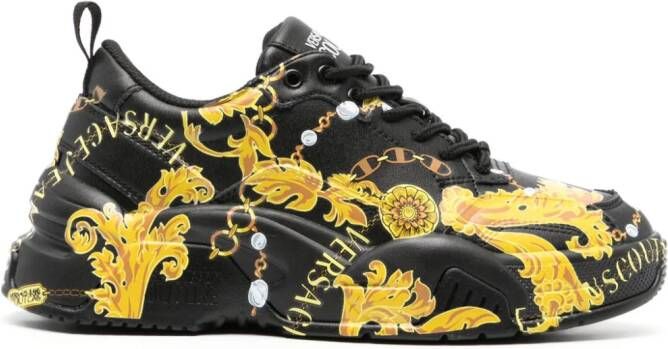 Versace Jeans Couture Chain leather sneakers Black