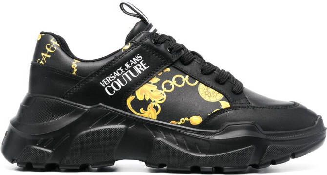 Versace Jeans Couture chain-link print leather low-top sneakers Black