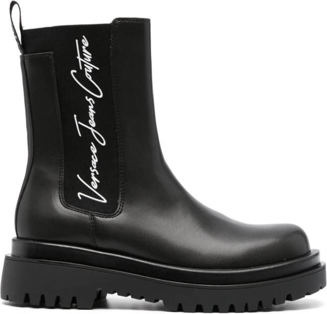 Versace Jeans Couture Drew logo-print pull-on boots Black