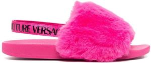 Versace Jeans Couture faux-fur slingback sandals Pink