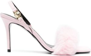Versace Jeans Couture faux-fur slingback sandals Pink