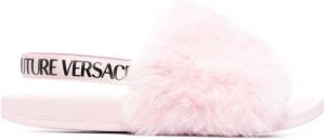 Versace Jeans Couture fluffy logo sliders Pink