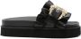 Versace Jeans Couture logo-buckle ruffled slides Black - Thumbnail 1