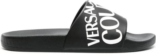 Versace Jeans Couture logo-embossed moulded-footbed slides Black