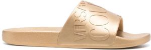 Versace Jeans Couture logo embossed slides Gold