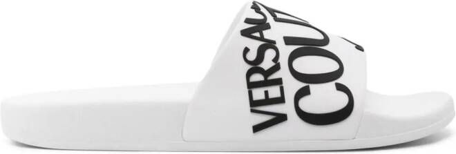 Versace Jeans Couture logo-embroidered slides White
