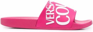 Versace Jeans Couture logo flat slides Pink